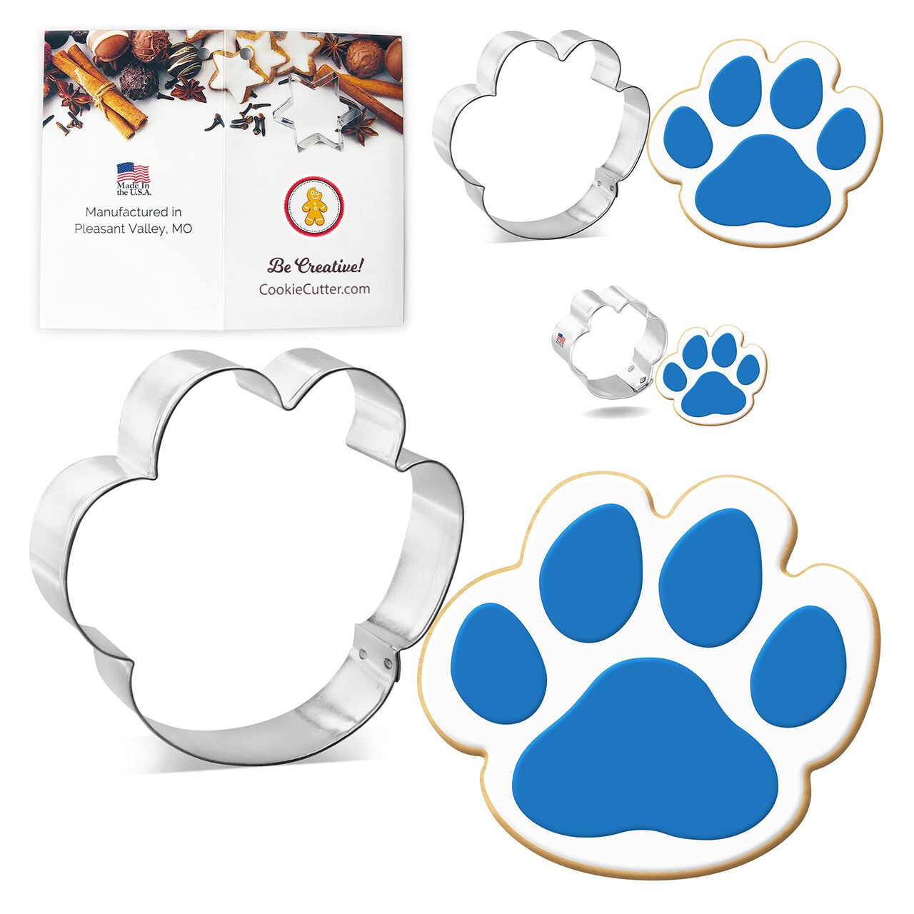 CookieCutter.Com Nested Paw Prints Cookie Cutter 3 Pc Set, Made in USA